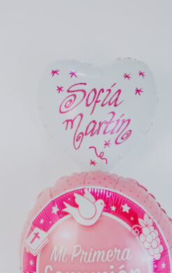 Globos para cumuniones rosas