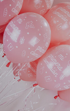 Ramo de globos rosa comunión