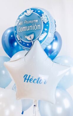 Ramo de globos "Comunión azul"