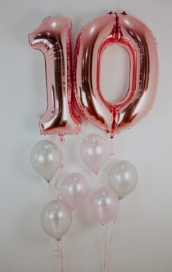 Felices 10 globos rosas