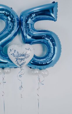 Feliz 25 globos azul